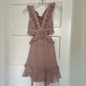 Pink floral cut out mini dress